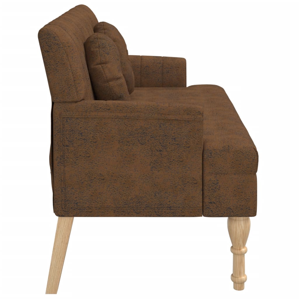 Banc avec coussins marron 113x64,5x75,5 cm similicuir daim - XIOS