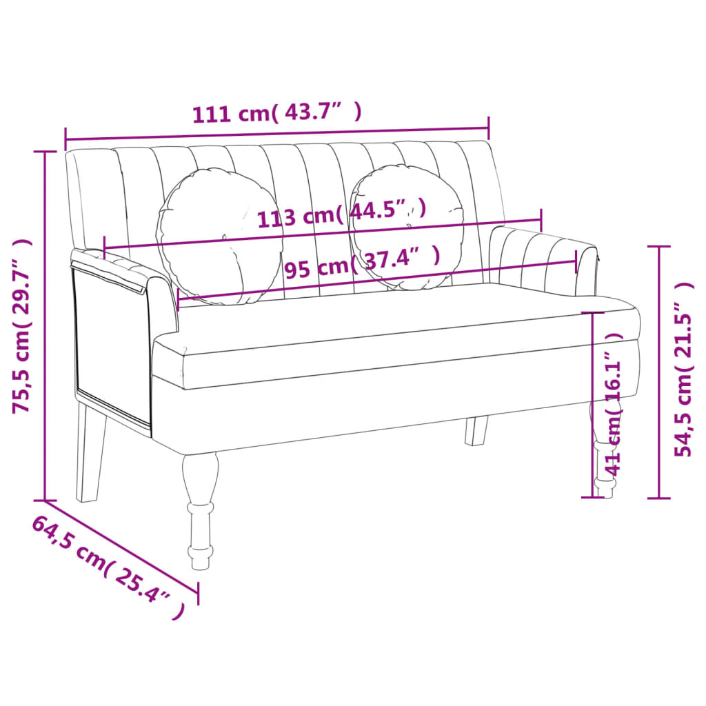 Banc avec coussins marron 113x64,5x75,5 cm similicuir daim - XIOS