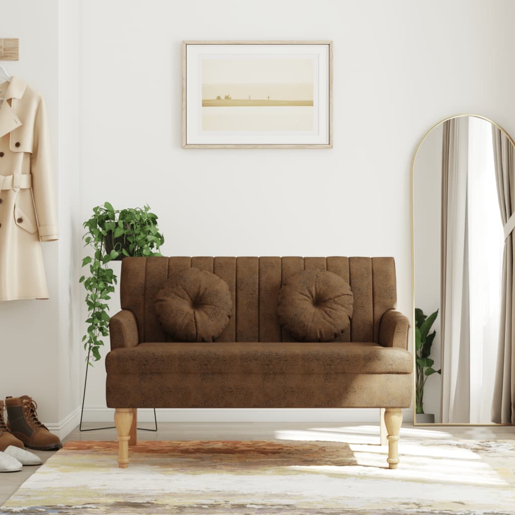 Banc avec coussins marron 113x64,5x75,5 cm similicuir daim - XIOS