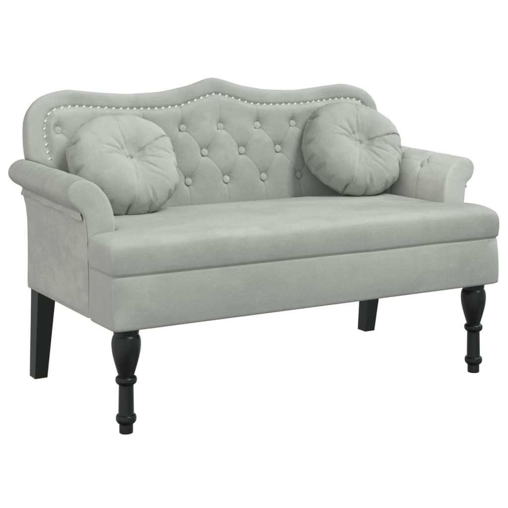 Banc avec coussins gris clair 120,5x65x75 cm velours - XIOS