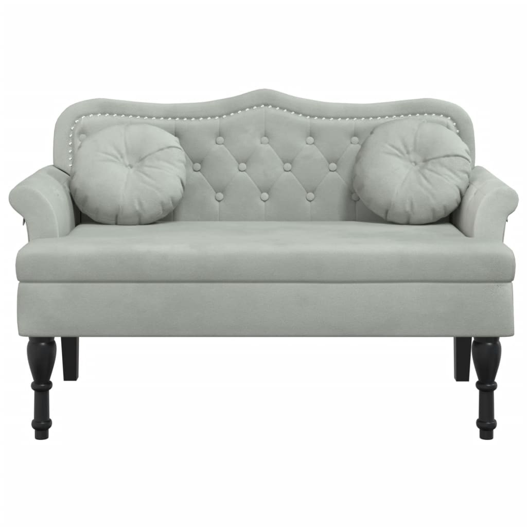 Banc avec coussins gris clair 120,5x65x75 cm velours - XIOS