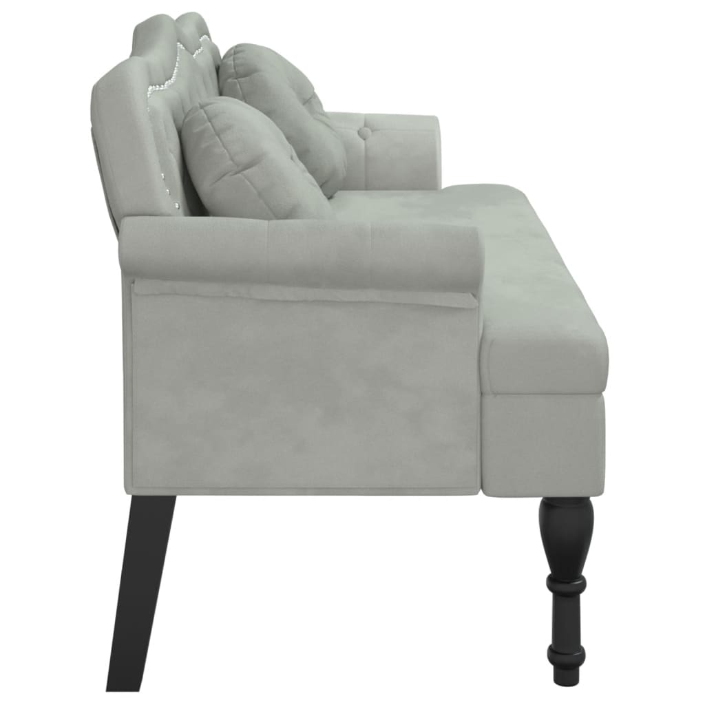 Banc avec coussins gris clair 120,5x65x75 cm velours - XIOS