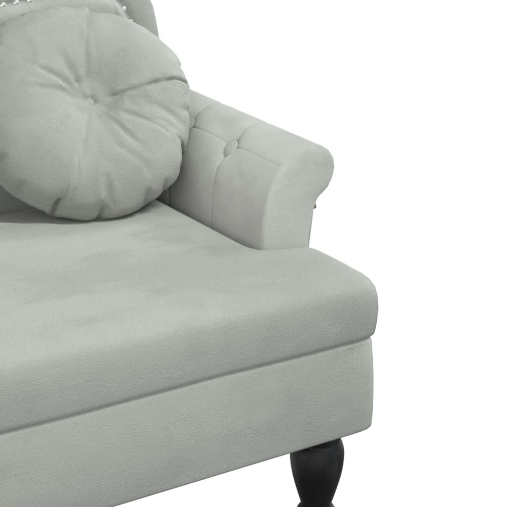 Banc avec coussins gris clair 120,5x65x75 cm velours - XIOS