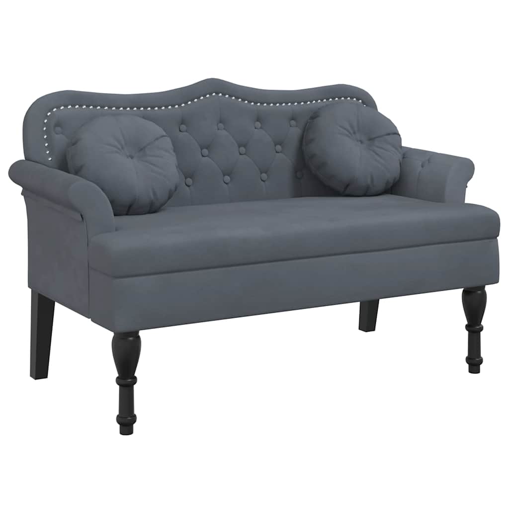 Banc avec coussins gris foncé 120,5x65x75 cm velours - XIOS