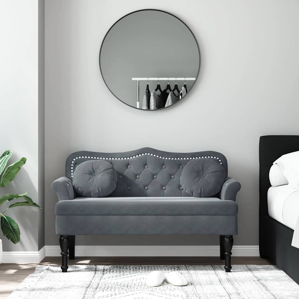 Banc avec coussins gris foncé 120,5x65x75 cm velours - XIOS
