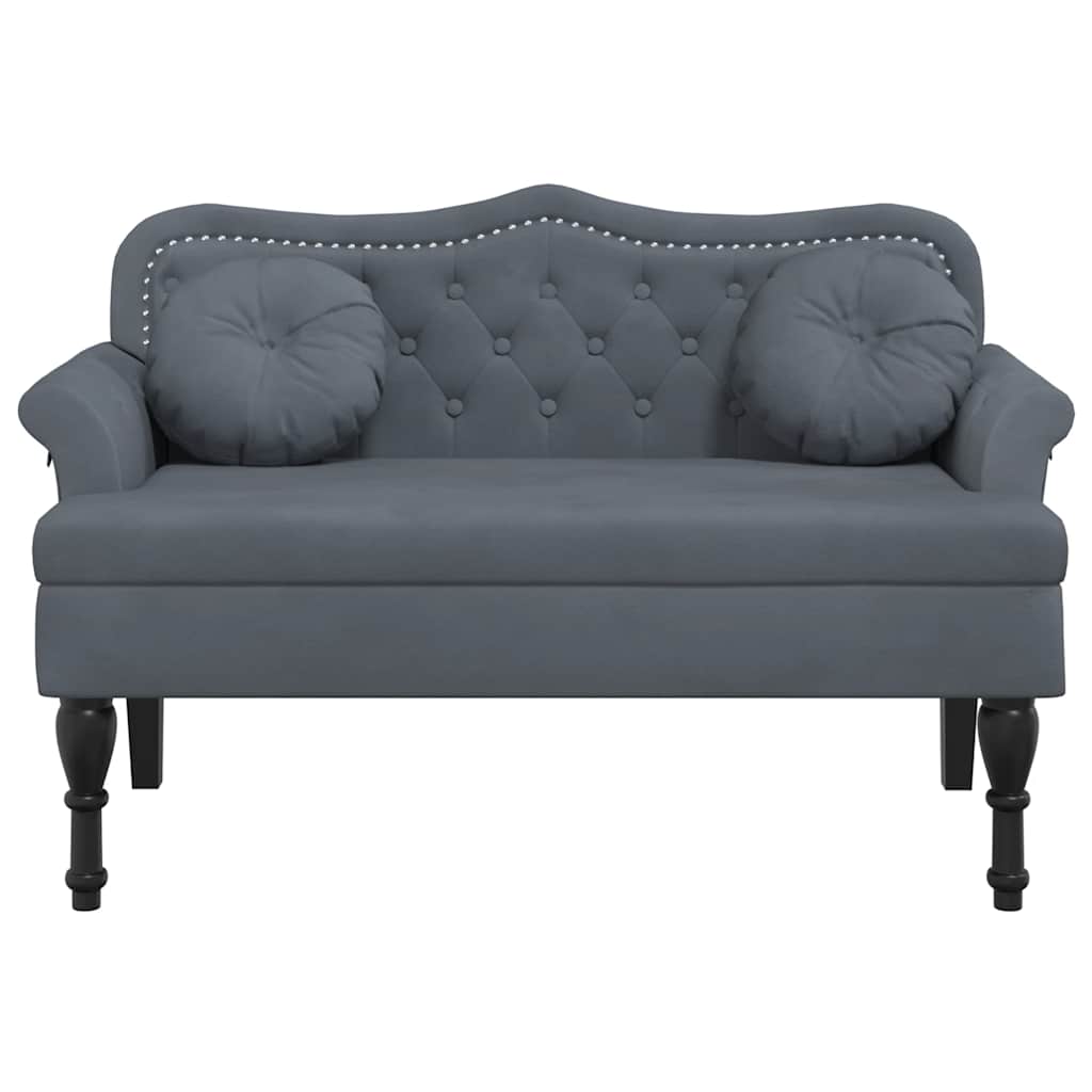 Banc avec coussins gris foncé 120,5x65x75 cm velours - XIOS