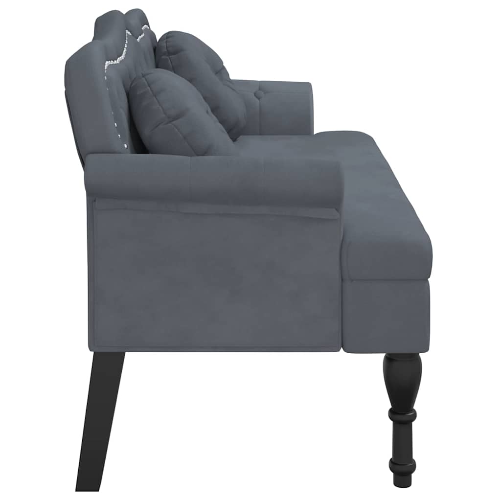 Banc avec coussins gris foncé 120,5x65x75 cm velours - XIOS