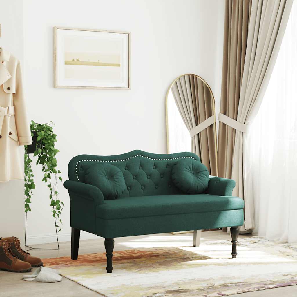 Banc avec coussins vert foncé 120,5x65x75 cm velours - XIOS