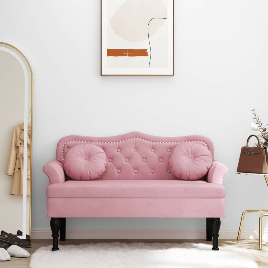 Banc avec coussins rose 120,5x65x75 cm velours - XIOS