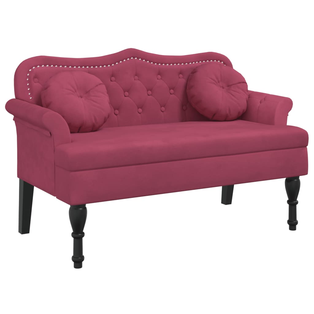 Banc avec coussins bordeaux 120,5x65x75 cm velours - XIOS