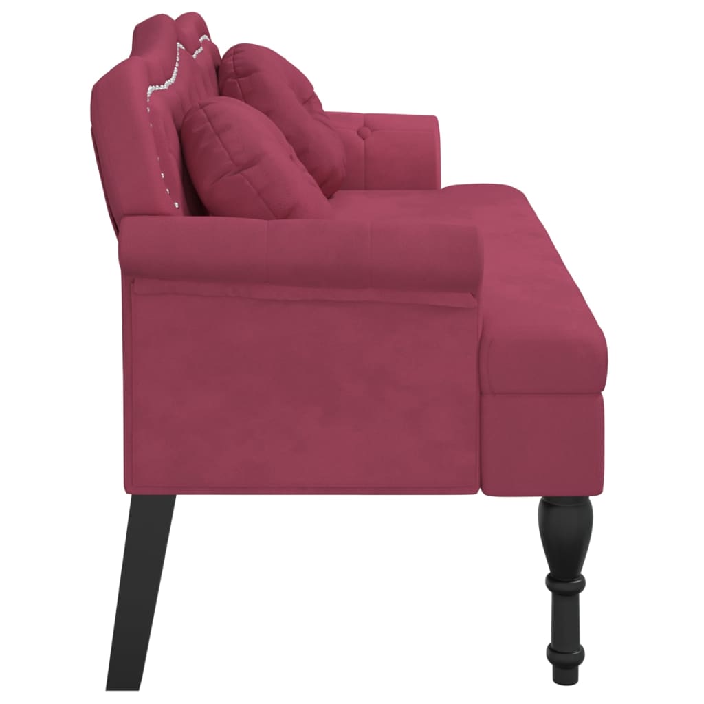 Banc avec coussins bordeaux 120,5x65x75 cm velours - XIOS