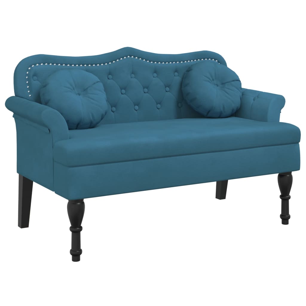 Banc avec coussins bleu 120,5x65x75 cm velours - XIOS