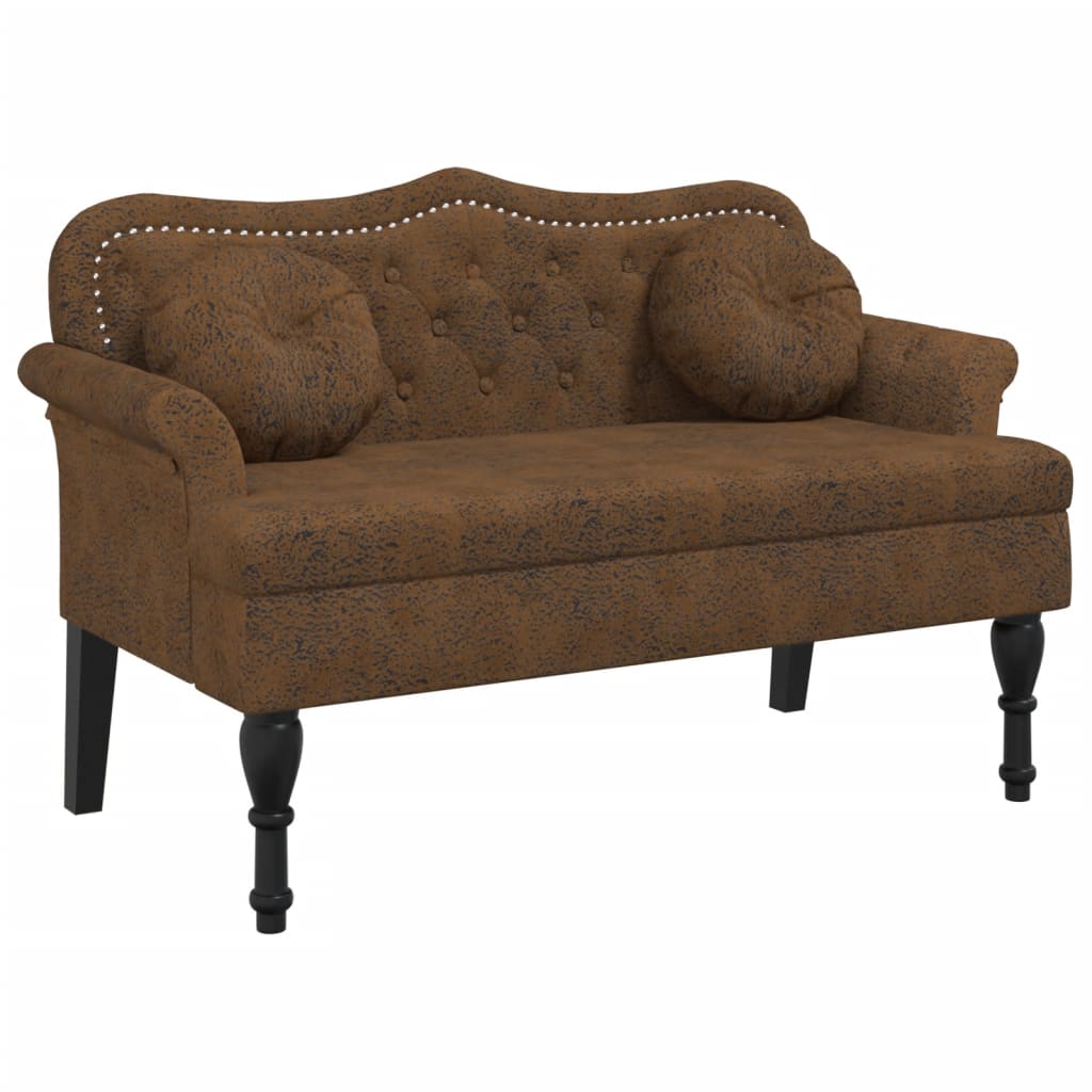 Banc avec coussins marron 120,5x65x75 cm similicuir daim - XIOS