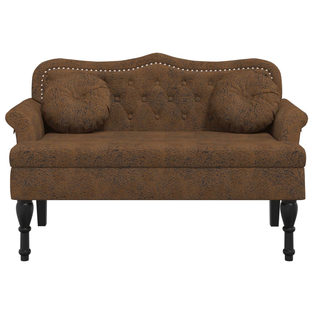 Banc avec coussins marron 120,5x65x75 cm similicuir daim - XIOS