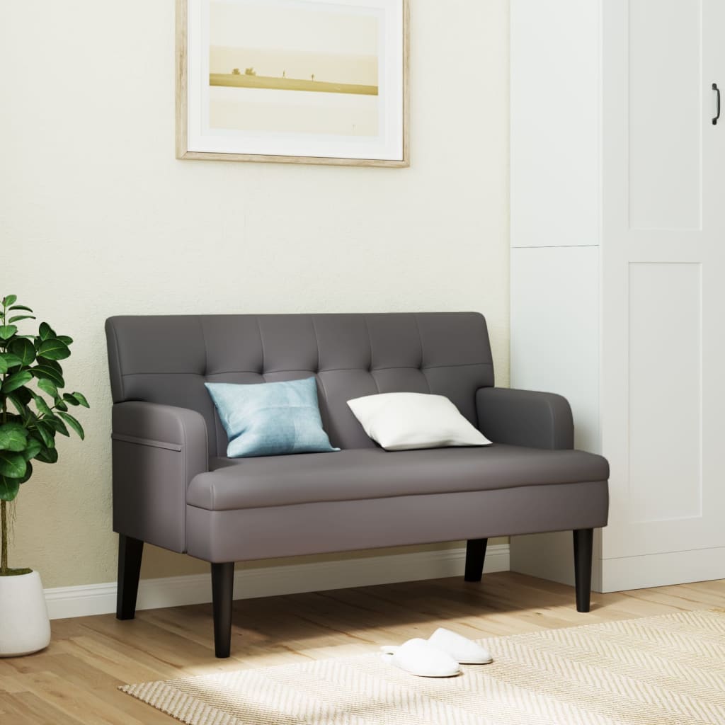 Banc avec dossier gris 112x65,5x75 cm similicuir - XIOS