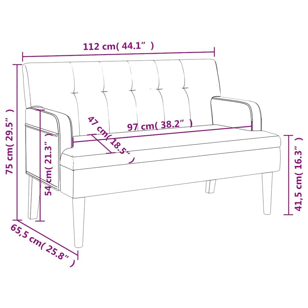 Banc avec dossier noir 112x65,5x75 cm similicuir - XIOS