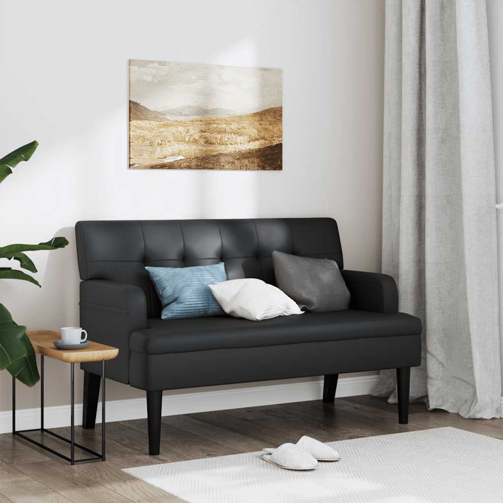 Banc avec dossier noir 112x65,5x75 cm similicuir - XIOS