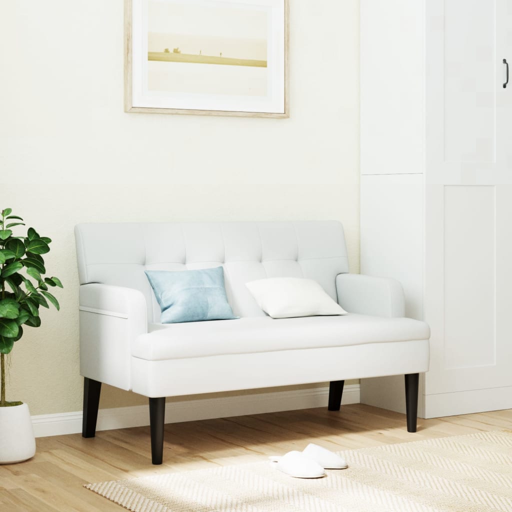 Banc avec dossier blanc 112x65,5x75 cm similicuir - XIOS