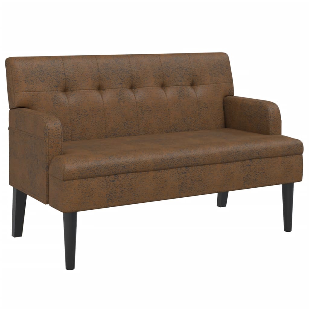 Banc avec dossier marron 112x65,5x75 cm similicuir daim - XIOS