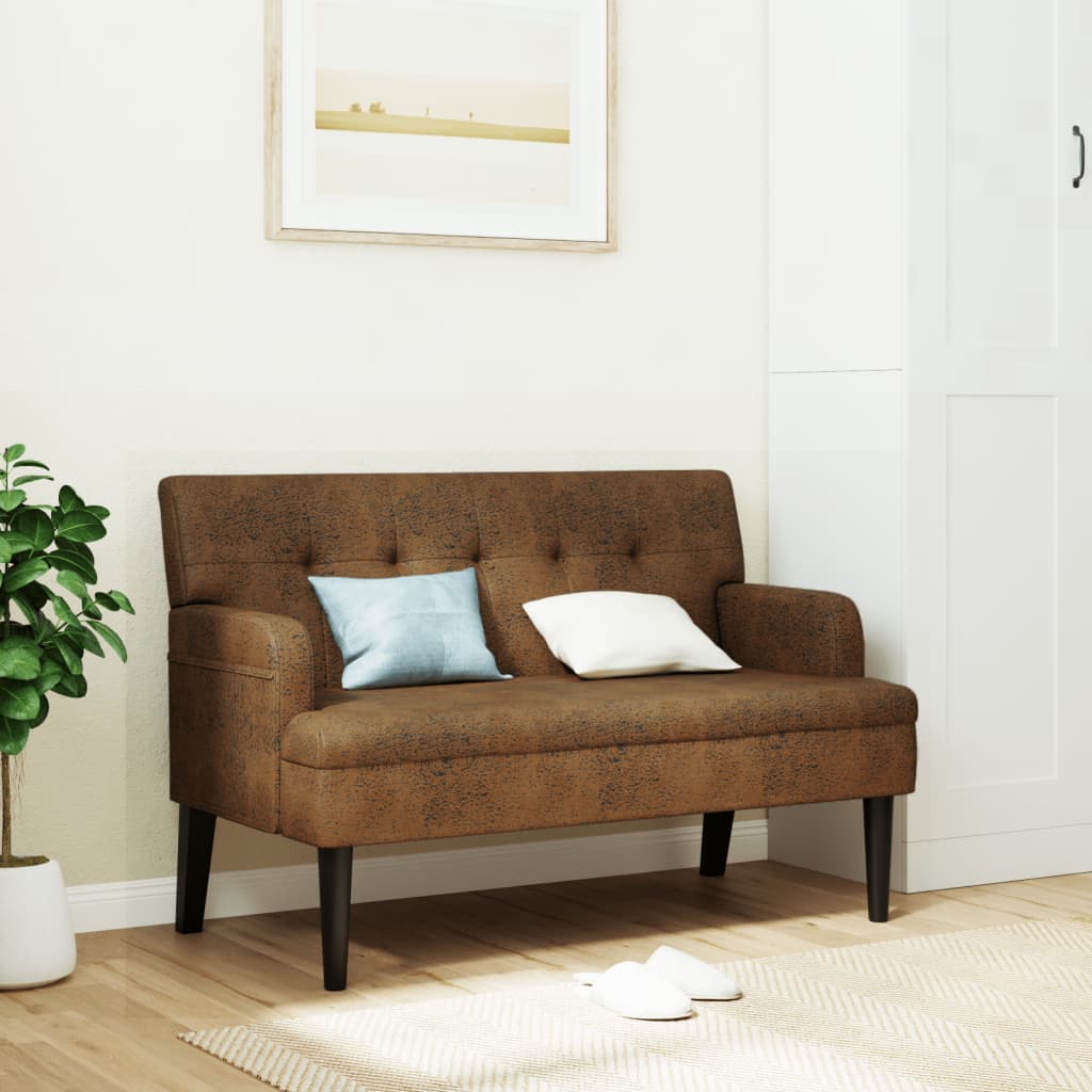 Banc avec dossier marron 112x65,5x75 cm similicuir daim - XIOS