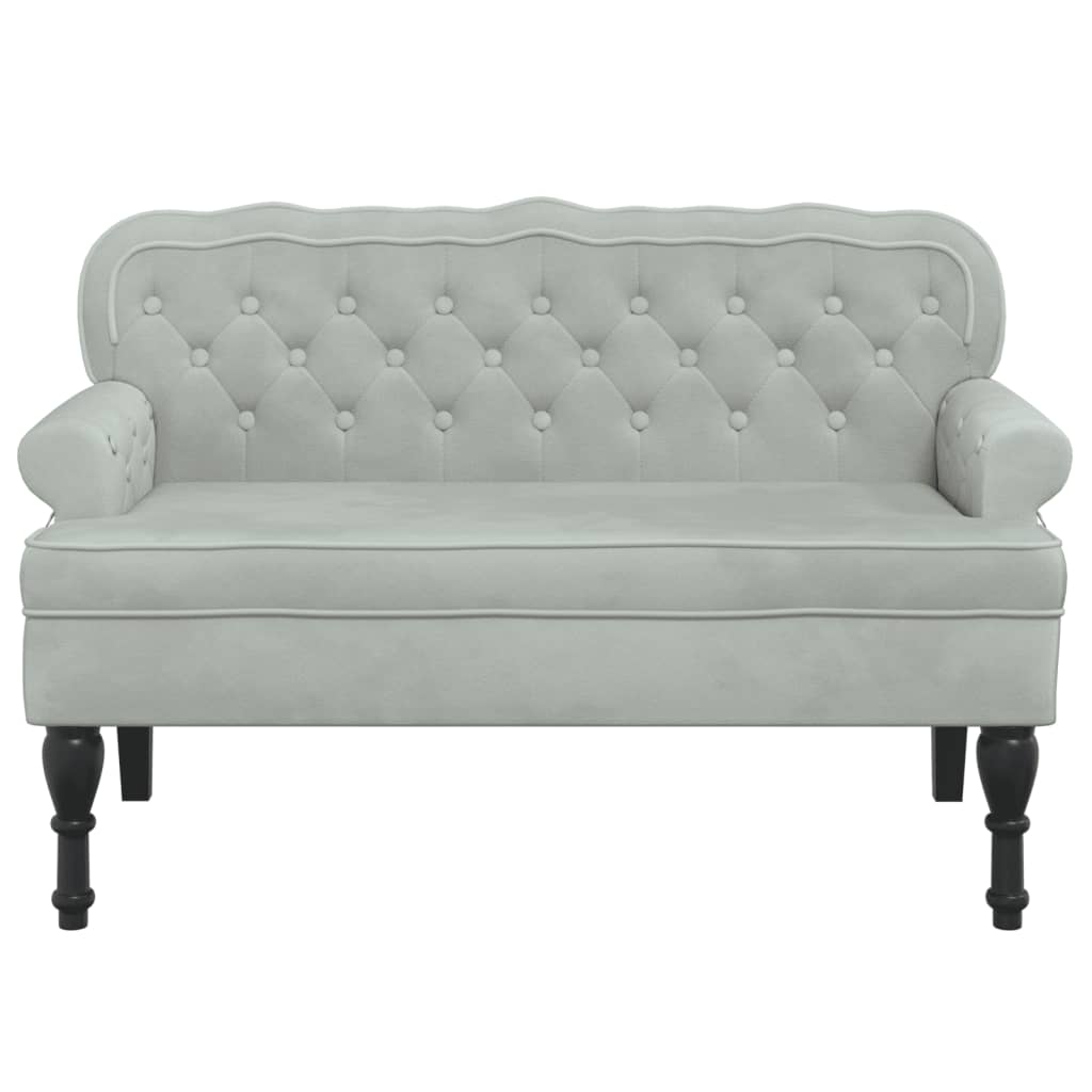 Banc avec dossier gris clair 119,5x64,5x75 cm velours - XIOS