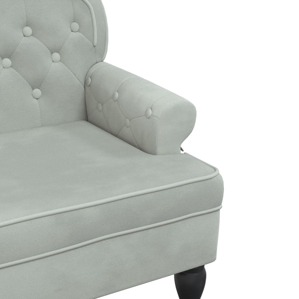 Banc avec dossier gris clair 119,5x64,5x75 cm velours - XIOS
