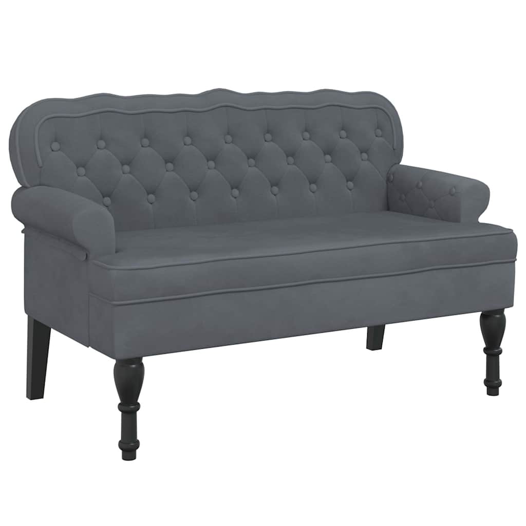 Banc avec dossier gris foncé 119,5x64,5x75 cm velours - XIOS