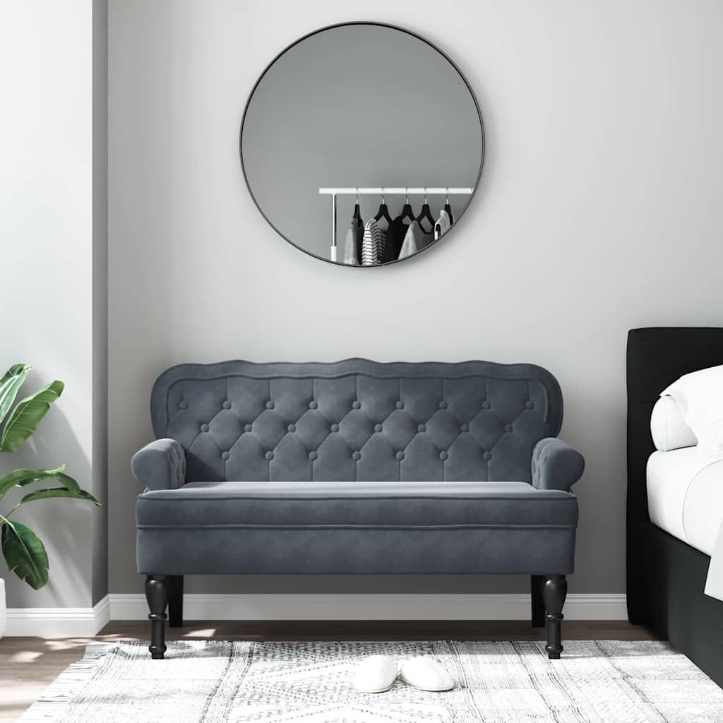 Banc avec dossier gris foncé 119,5x64,5x75 cm velours - XIOS