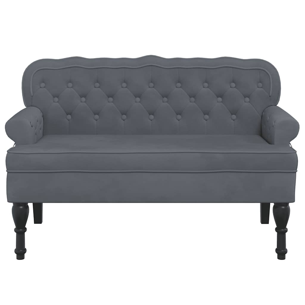 Banc avec dossier gris foncé 119,5x64,5x75 cm velours - XIOS