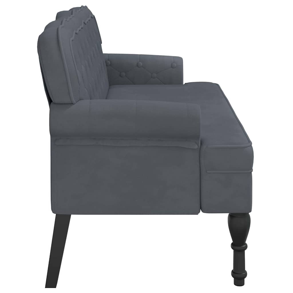 Banc avec dossier gris foncé 119,5x64,5x75 cm velours - XIOS