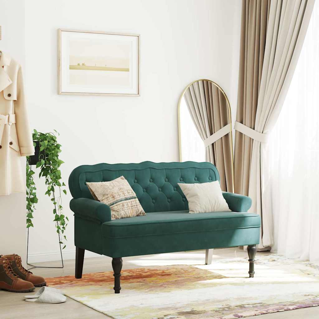 Banc avec dossier vert foncé 119,5x64,5x75 cm velours - XIOS