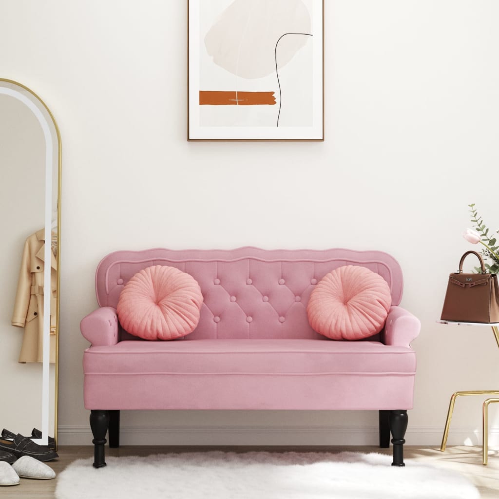 Banc avec dossier rose 119,5x64,5x75 cm velours - XIOS