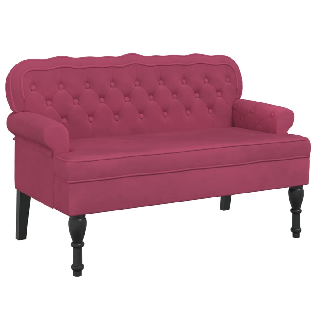 Banc avec dossier bordeaux 119,5x64,5x75 cm velours - XIOS