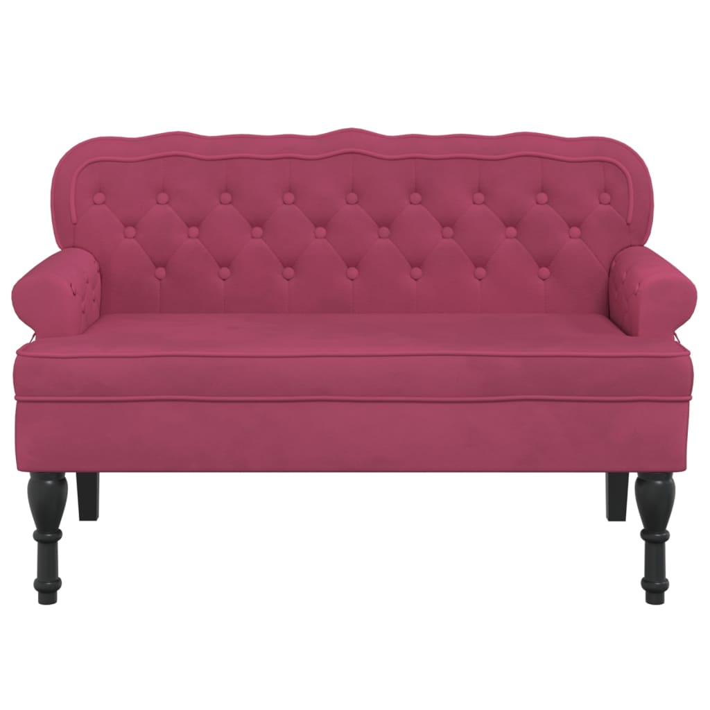 Banc avec dossier bordeaux 119,5x64,5x75 cm velours - XIOS
