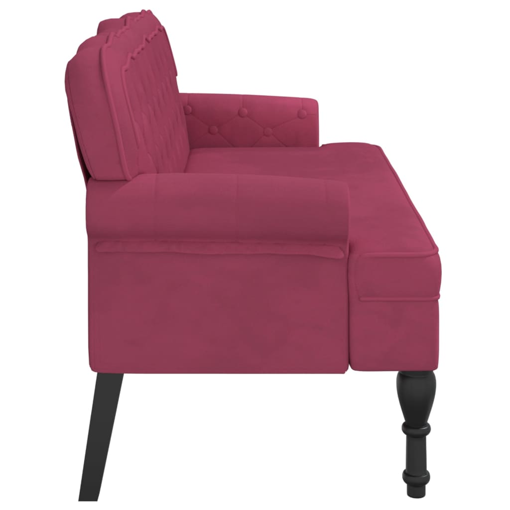 Banc avec dossier bordeaux 119,5x64,5x75 cm velours - XIOS