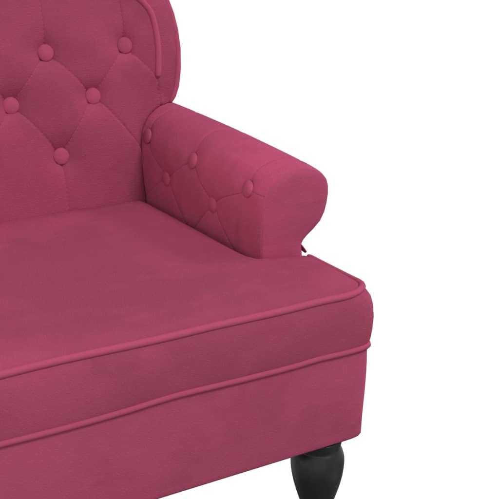 Banc avec dossier bordeaux 119,5x64,5x75 cm velours - XIOS