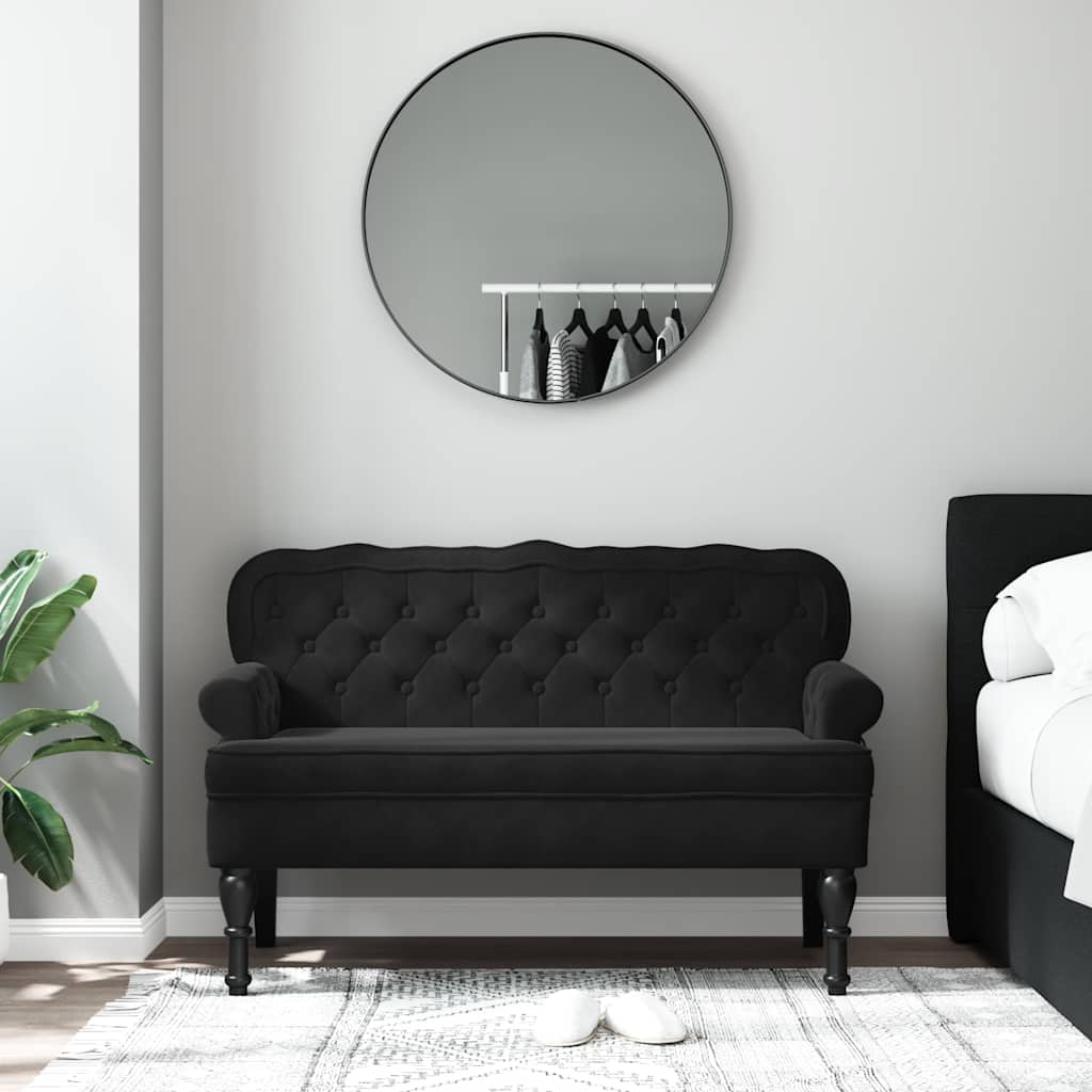 Banc avec dossier noir 119,5x64,5x75 cm velours - XIOS