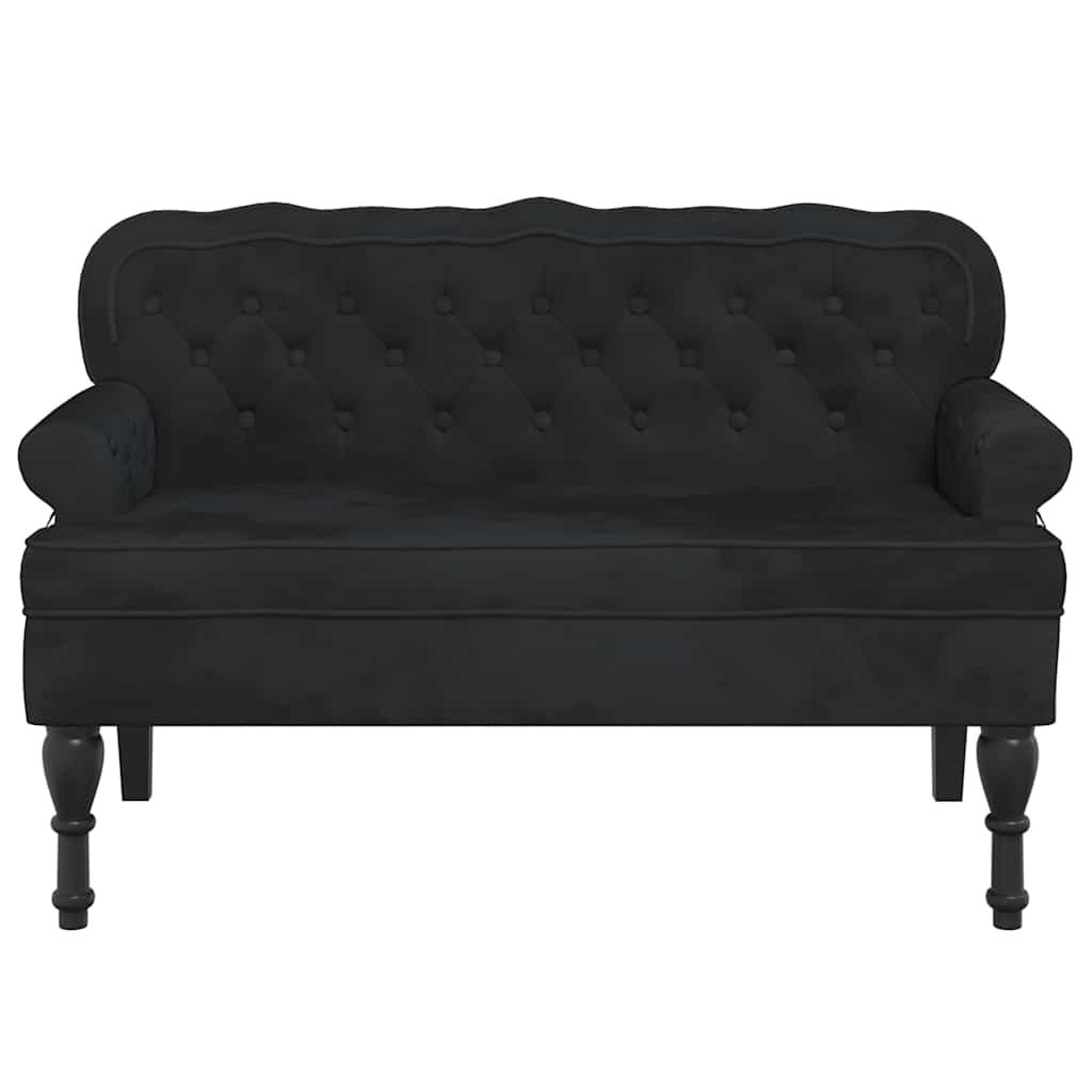 Banc avec dossier noir 119,5x64,5x75 cm velours - XIOS