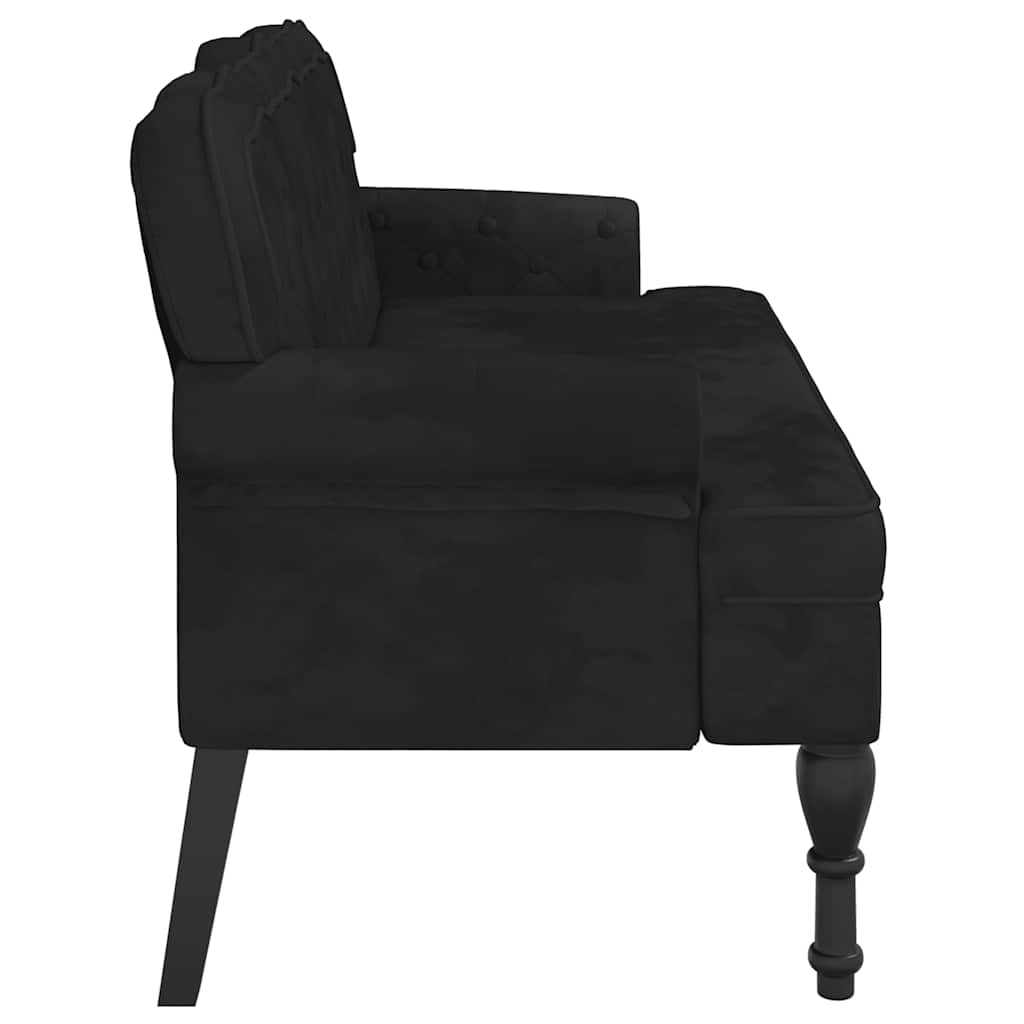 Banc avec dossier noir 119,5x64,5x75 cm velours - XIOS