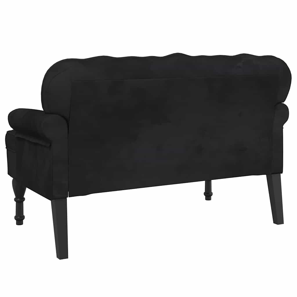 Banc avec dossier noir 119,5x64,5x75 cm velours - XIOS