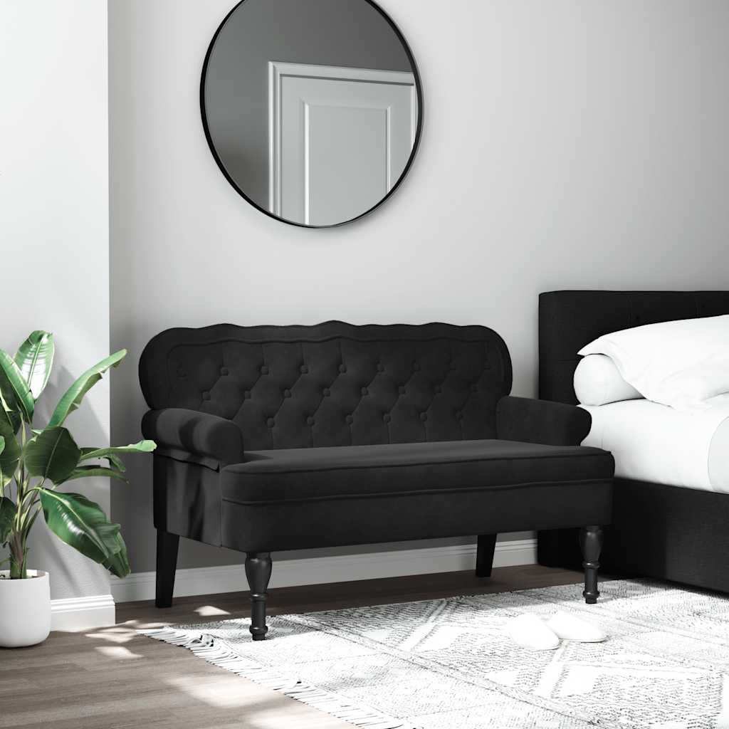 Banc avec dossier noir 119,5x64,5x75 cm velours - XIOS