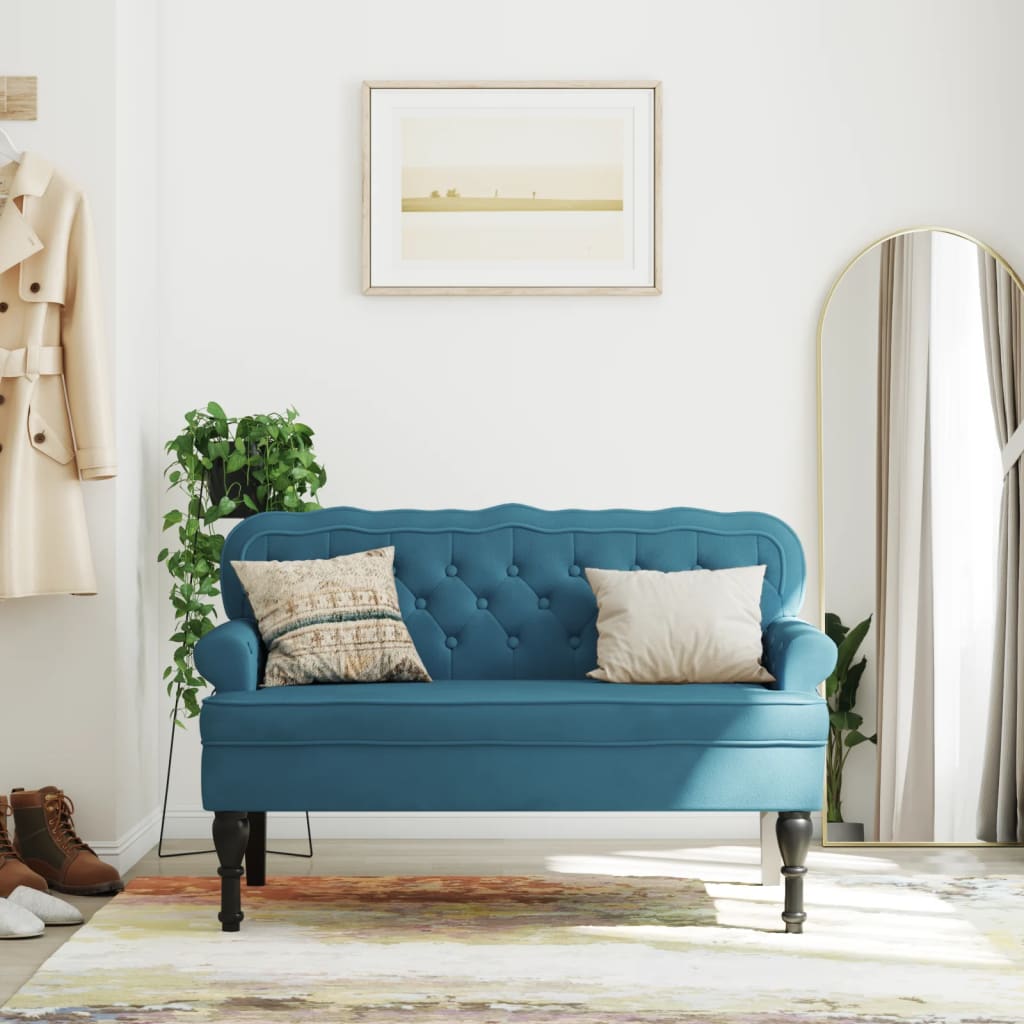 Banc avec dossier bleu 119,5x64,5x75 cm velours - XIOS