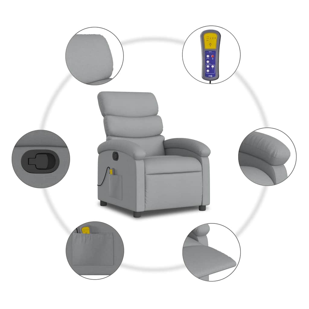 Fauteuil de massage inclinable Gris clair Tissu - XIOS