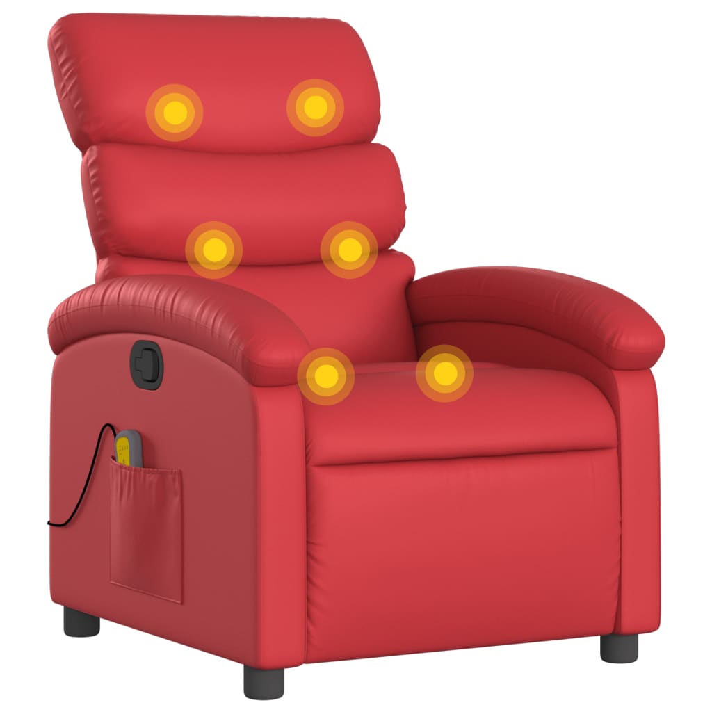 Fauteuil de massage inclinable rouge similicuir Fauteuils vidaXL