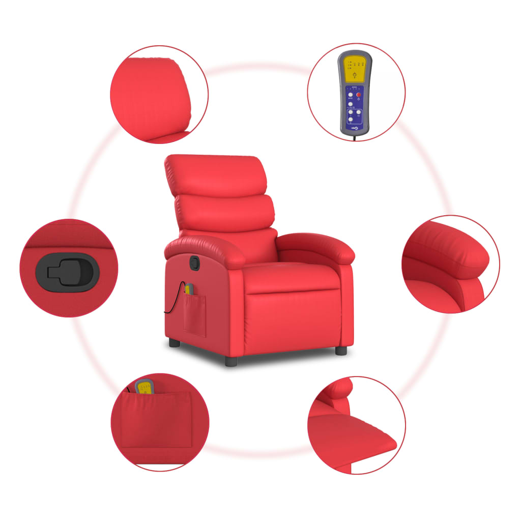 Fauteuil de massage inclinable rouge similicuir Fauteuils vidaXL