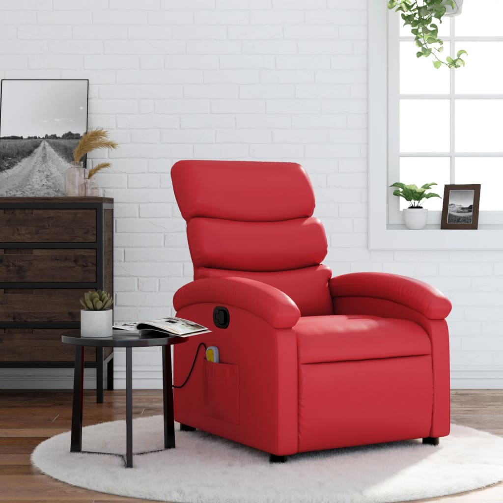 Fauteuil de massage inclinable rouge similicuir Fauteuils vidaXL
