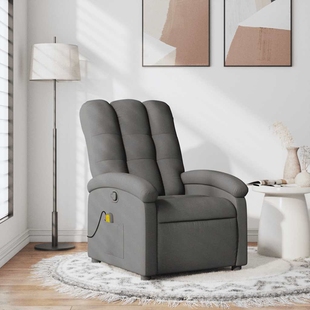 Fauteuil de massage inclinable Gris foncé Tissu Fauteuils vidaXL