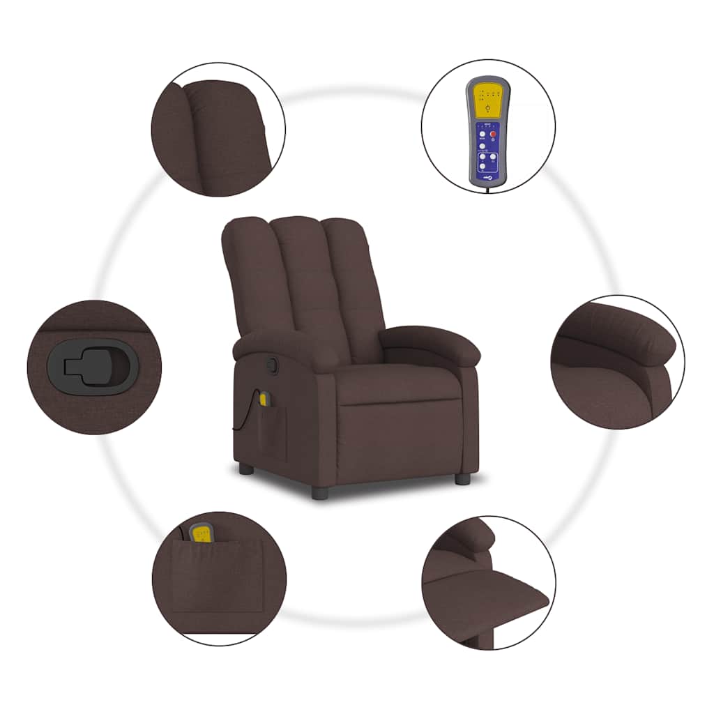 Fauteuil de massage inclinable Marron foncé Tissu - XIOS