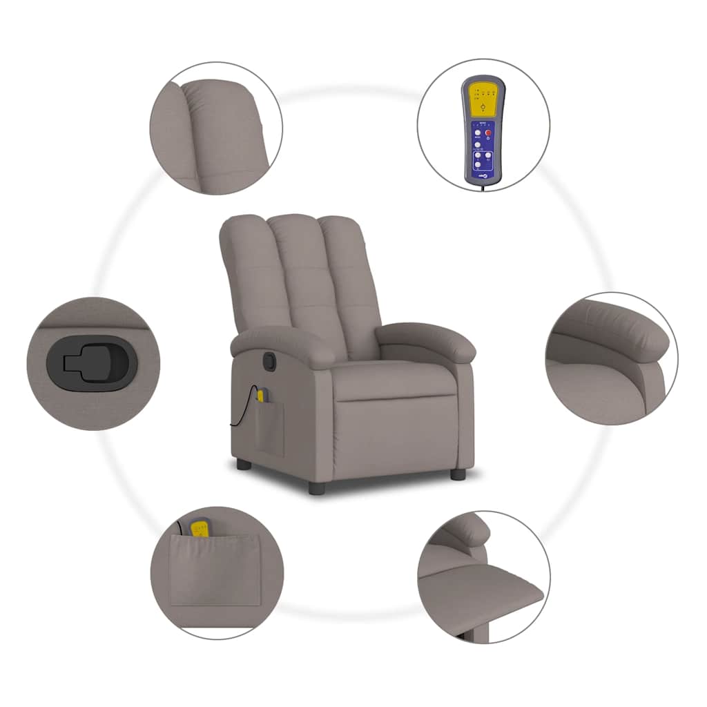 Fauteuil de massage inclinable Taupe Tissu - XIOS