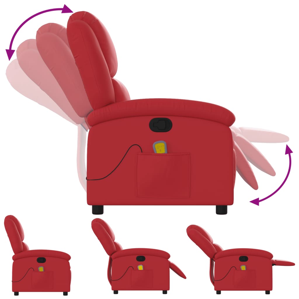 Fauteuil de massage inclinable rouge similicuir - XIOS